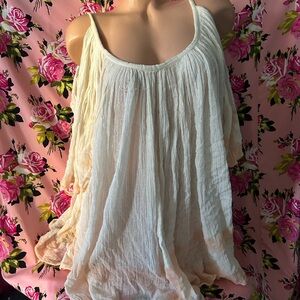 Jen's Pirate Booty Cream Gauze Swim Coverup Tank boho hippy beach
